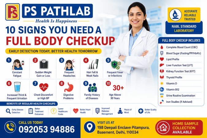 10 Signs You Need a Full Body Checkup | Best Diagnostic Centre in Pitampura Delhi | PS Path Lab
